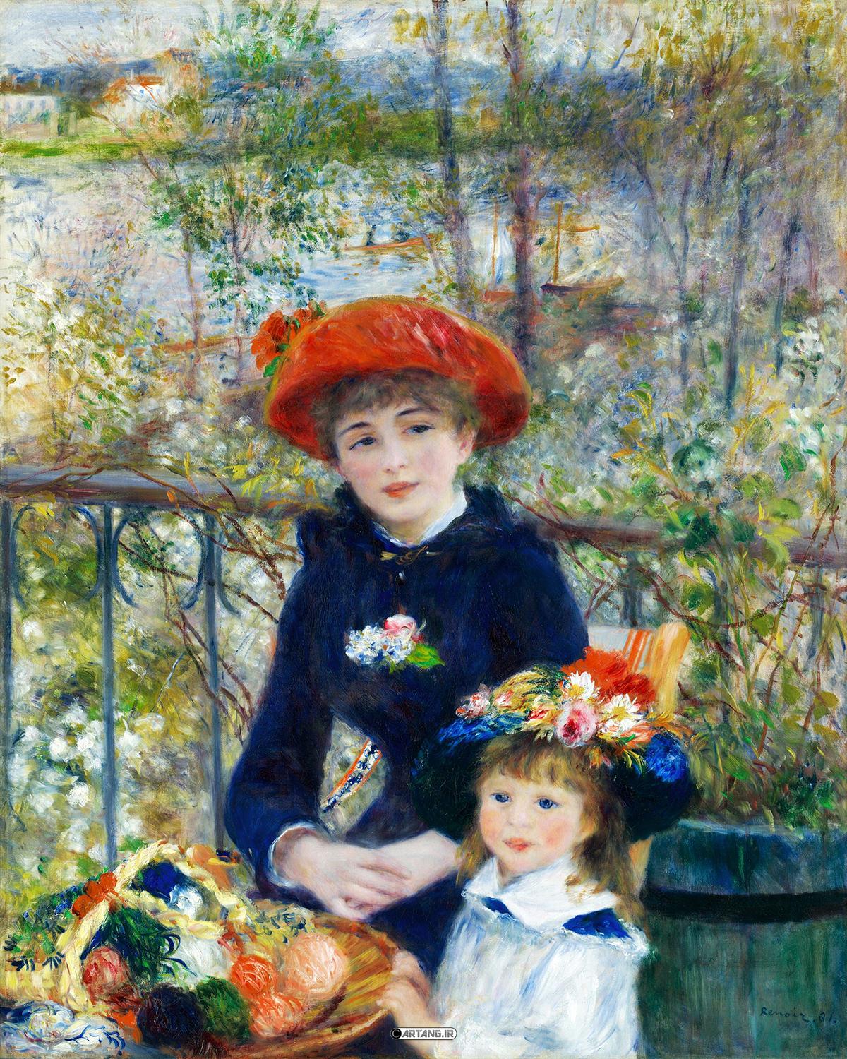 تابلو نقاشی دو خواهر روی تراس 1 دو خواهر