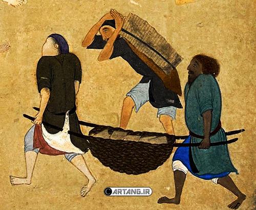 مینیاتور زیبای ایرانی ساختن کاخ خورنق اثر استاد بهزاد 3 مینیاتور