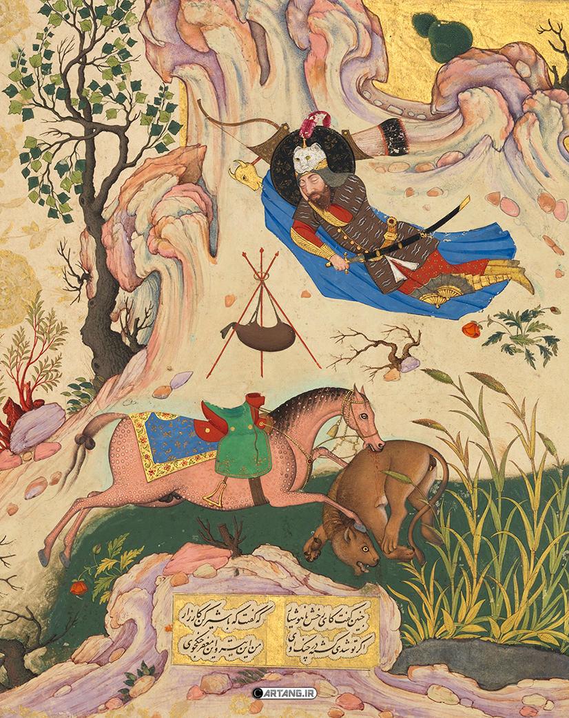 نقاشی دیو سپید و رستم در هفت خان