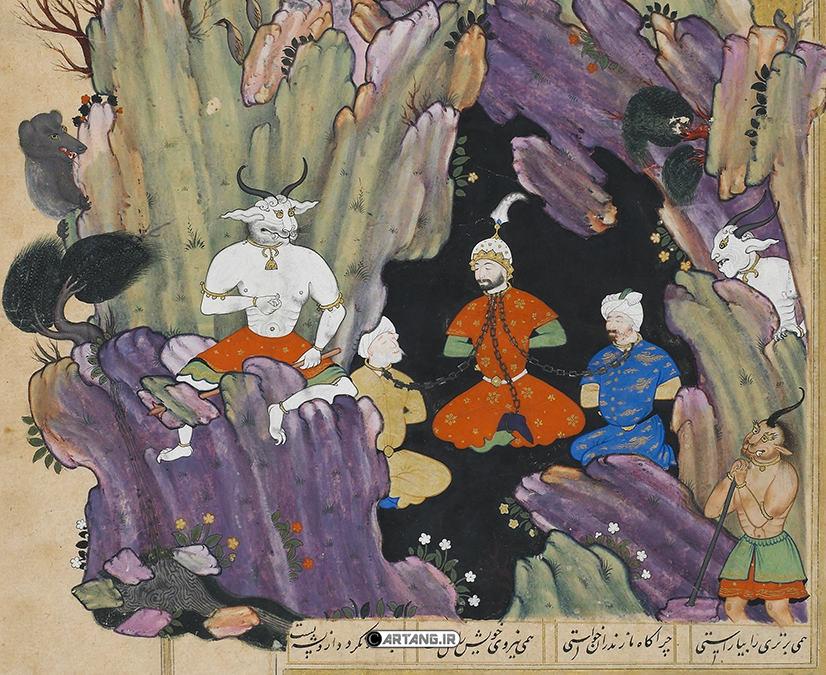 نقاشی دیو سپید و رستم در هفت خان