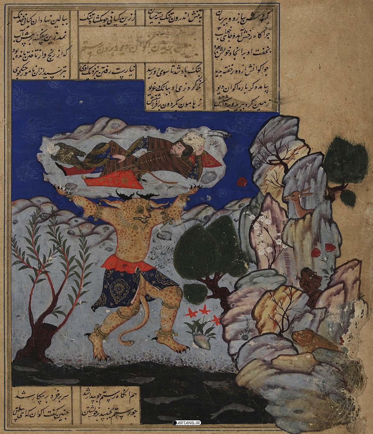 نقاشی اکوان دیو شاهنامه و رستم 1 نقاشی اکوان دیو شاهنامه و رستم