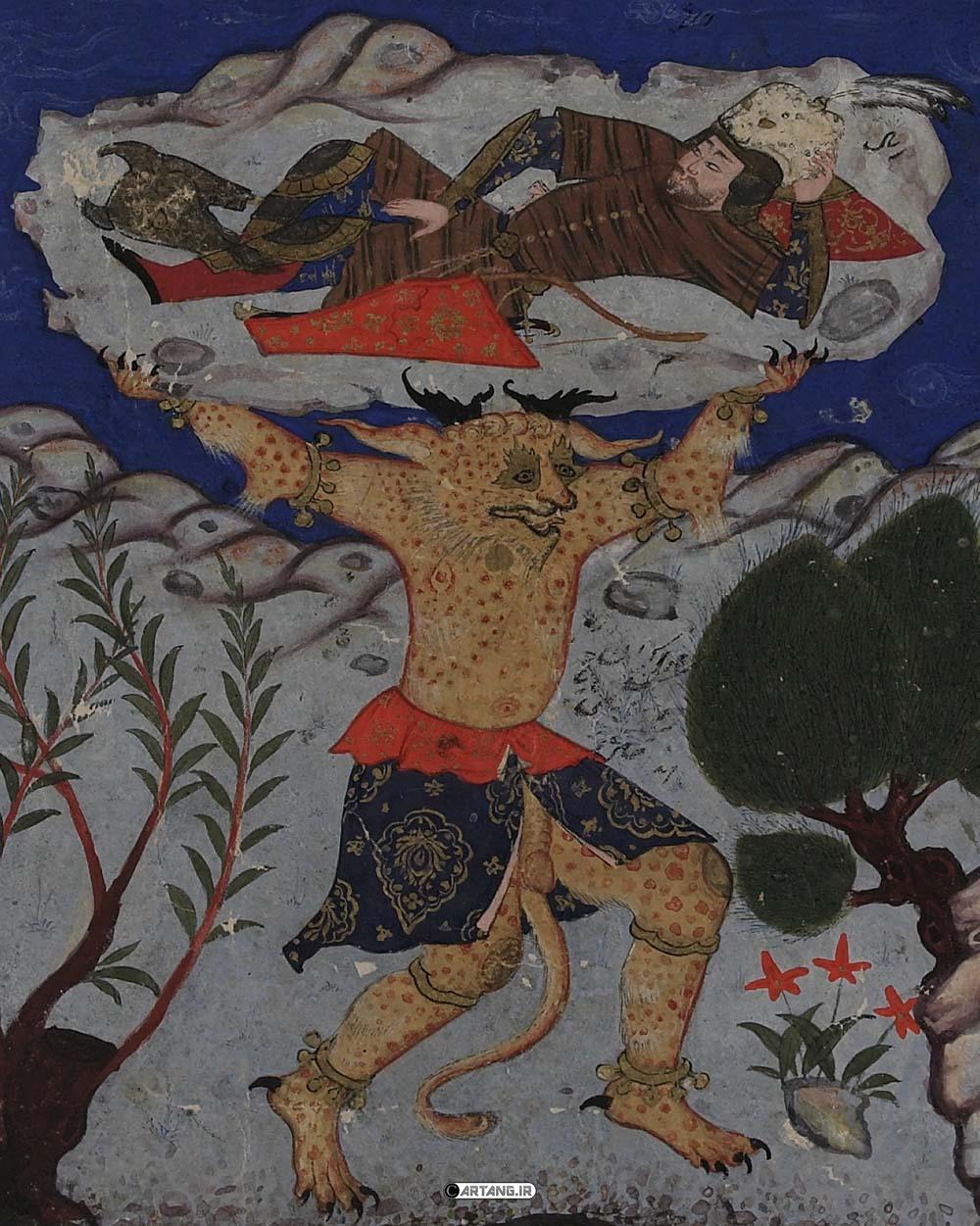 نقاشی اکوان دیو شاهنامه و رستم 2 نقاشی اکوان دیو شاهنامه و رستم