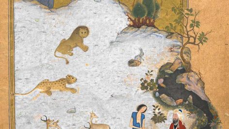 نقاشی دیدار مجنون با سلیم در بیابان