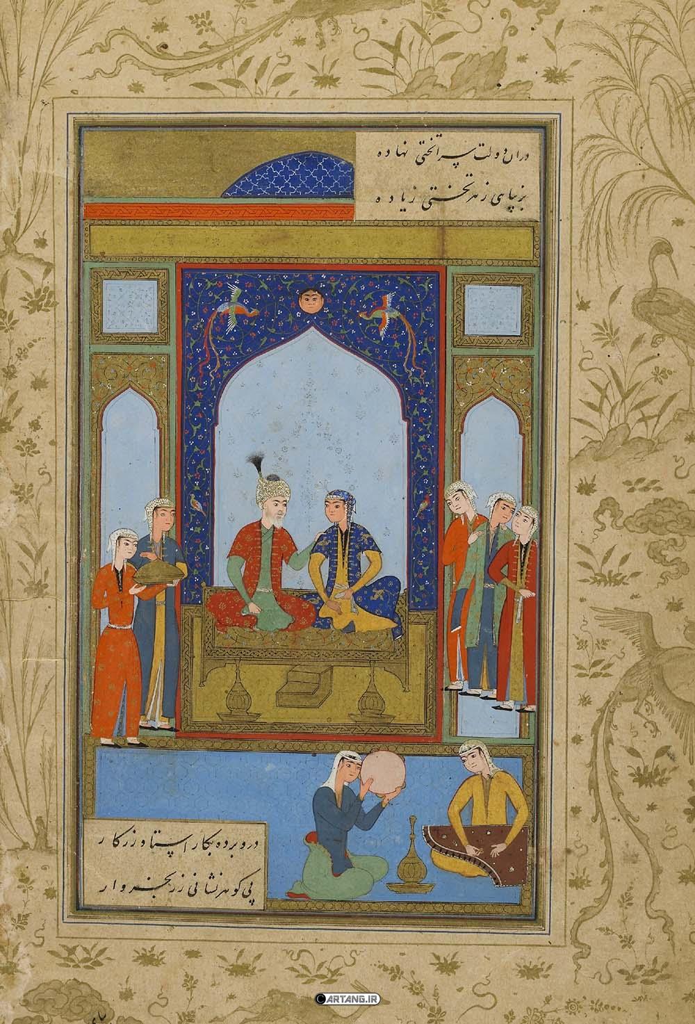 نگاره یوسف و زلیخا از بوستان سعدی 7 نقاشی پوتیفار و زلیخا