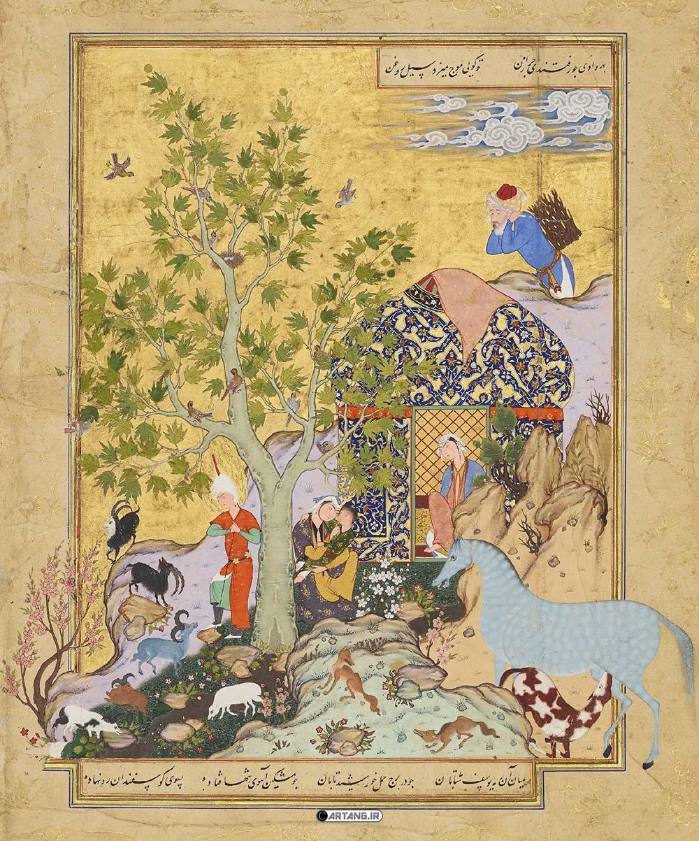 نگاره یوسف و زلیخا از بوستان سعدی 8 نقاشی چوپانی یوسف