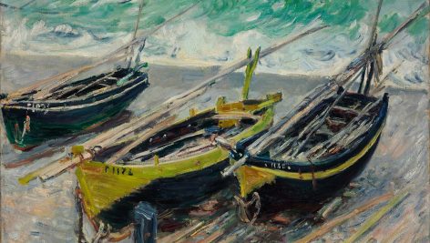 نقاشی سه قایق ماهیگیری