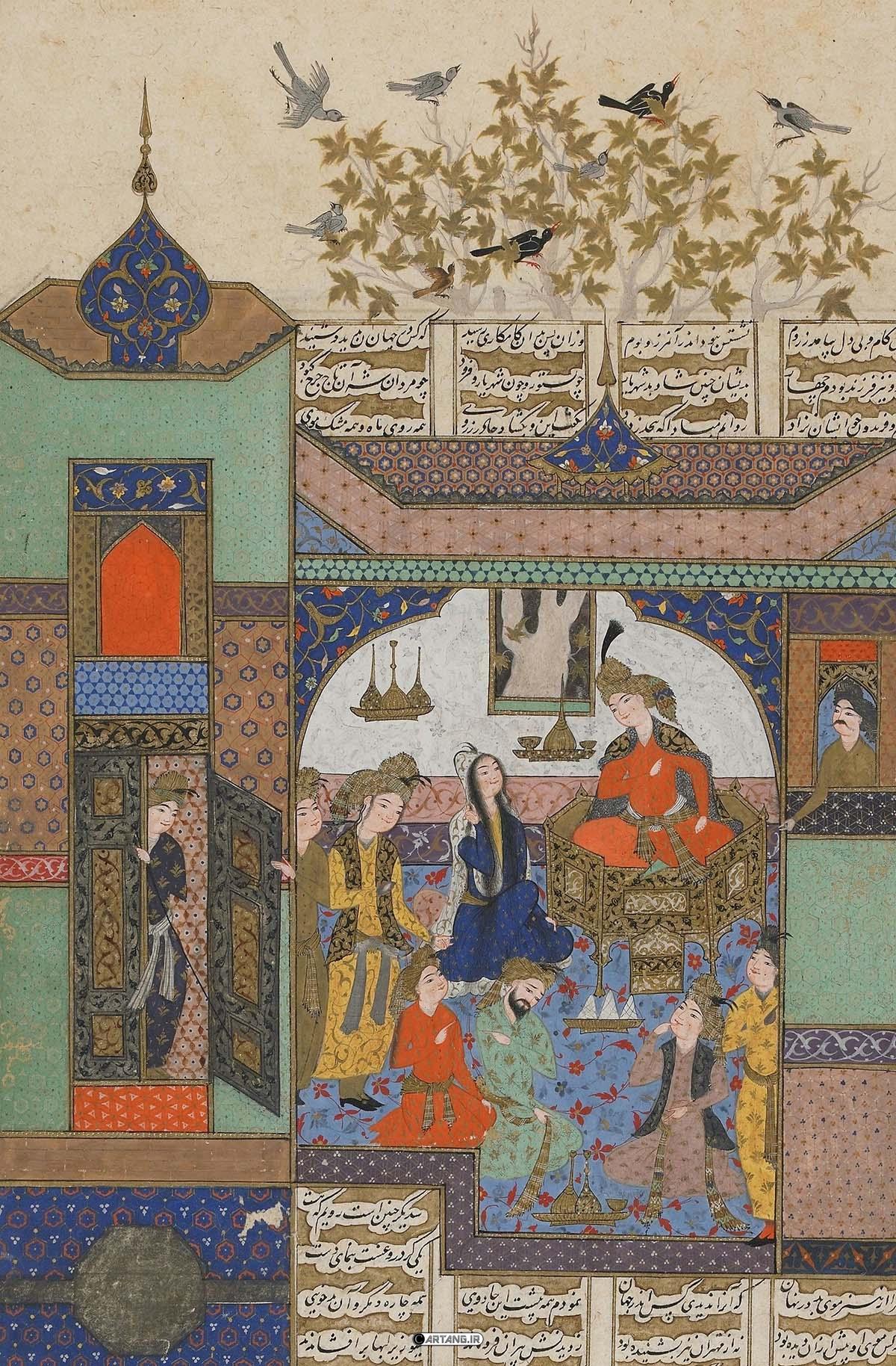 دیدار شیرین و شیرویه در گلشن شادگان