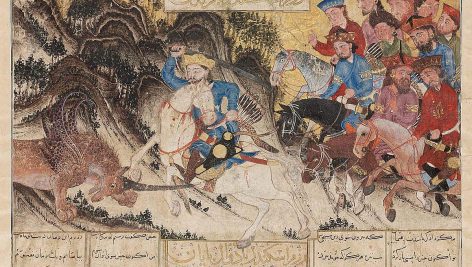 نگارۀ رزم اسکندر با کرگدن