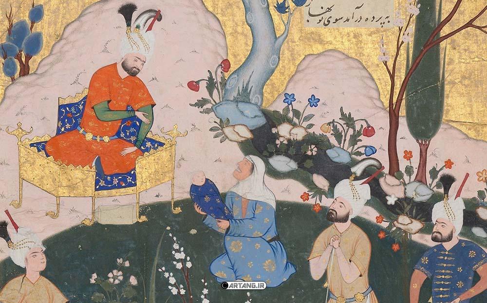 نقاشی اسطورههای ایرانی در شاهنامه 2 نقاشی زادن زال