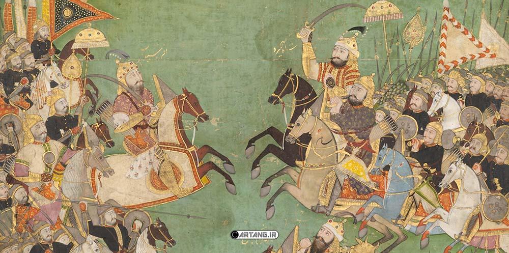 نقاشی اسطورههای ایرانی در شاهنامه 22 نبرد کیخسرو با افراسیاب