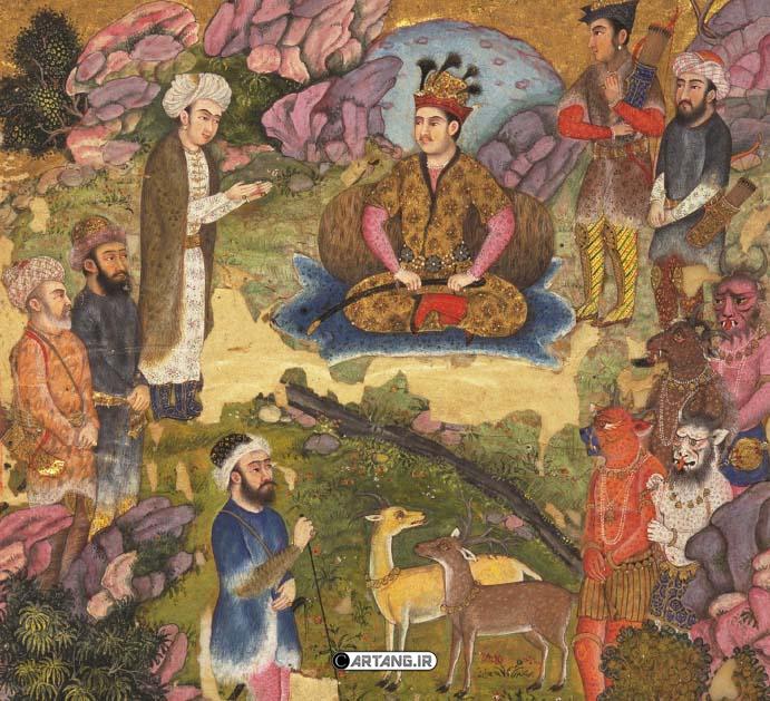 نقاشی اسطورههای ایرانی در شاهنامه 10 نقاشی فرمانبرداری دیوان از کیومرث