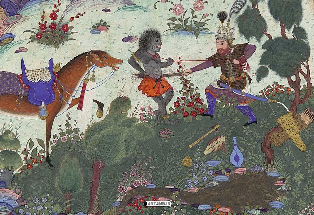 نقاشی اسطورههای ایرانی در شاهنامه 14 نقاشی اسطورهای رستم