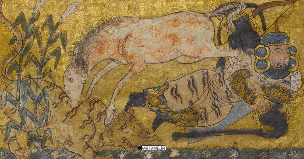 نقاشی اسطورههای ایرانی در شاهنامه 15 نقاشی رستم و رخش