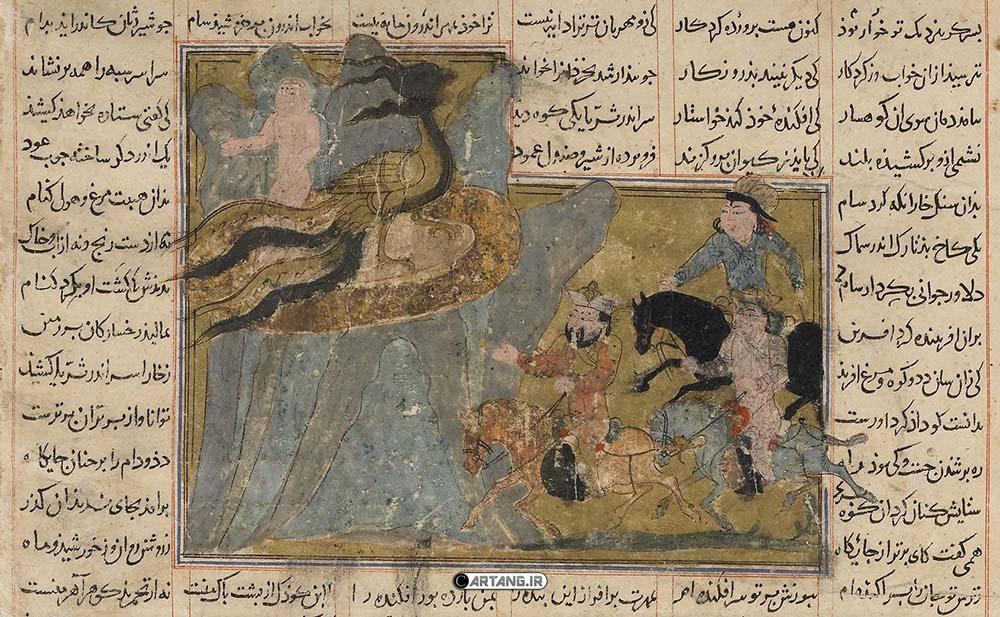 نقاشی اسطورههای ایرانی در شاهنامه 18 نقاشی سام و زال