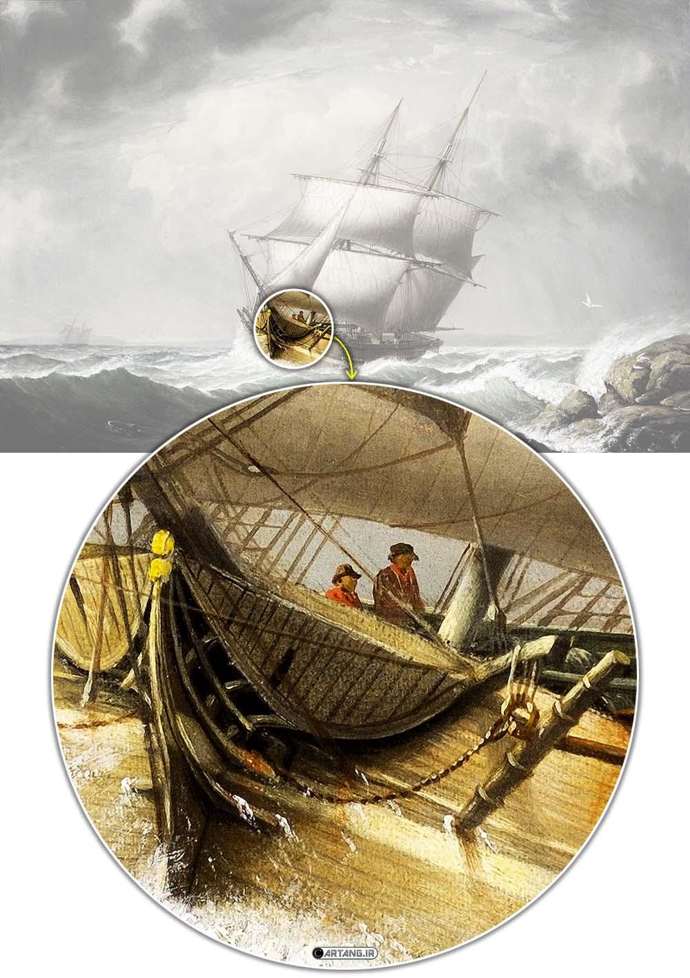 کشتی طوفان زده در ساحل